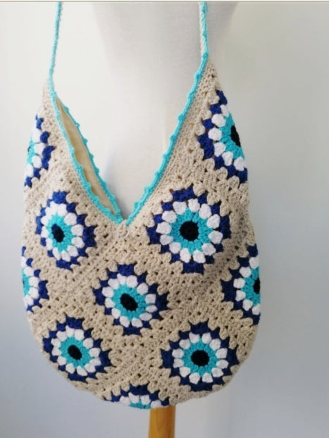  SLNFXC Crochet Square Tote Bag Handle Women Handbags Knitted  Handmade Woven Big Shopper Purses : Clothing, Shoes & Jewelry